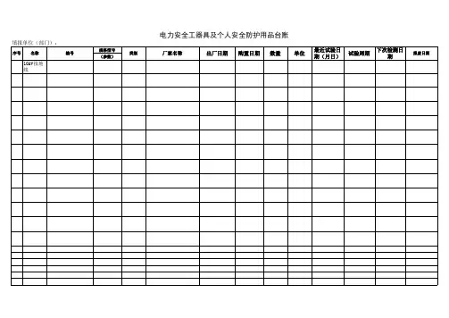 电力安全工器具及个人安全防护用品台账