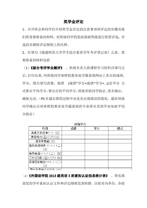 评定奖学金做法