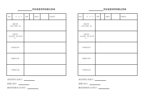 学校食堂领导陪餐记录表