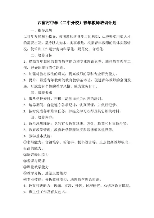 青年教师培训计划