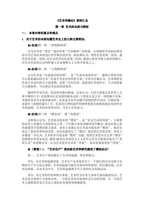 艺术概论 复习重点