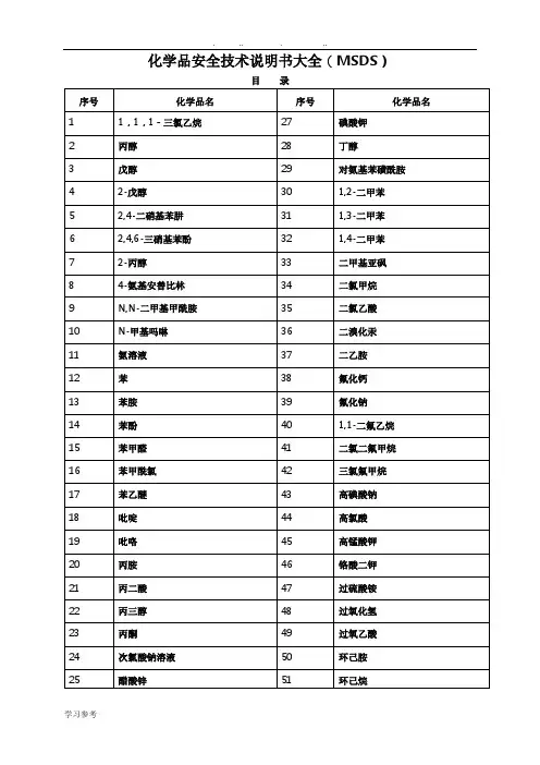 化学品安全技术说明书大全(MSDS) 2