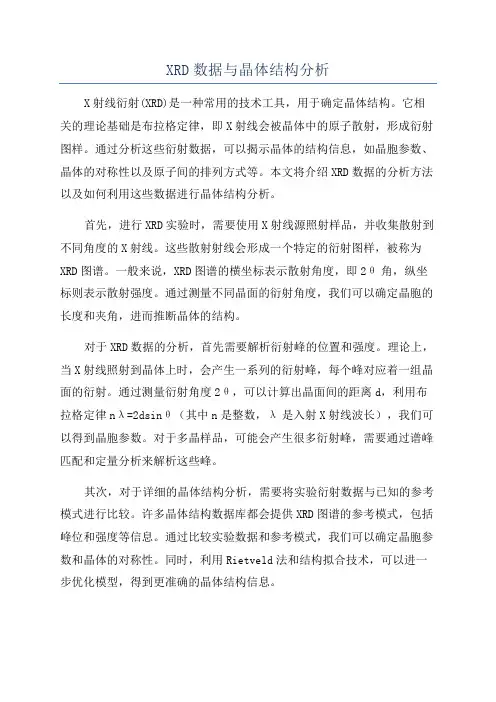 XRD数据与晶体结构分析