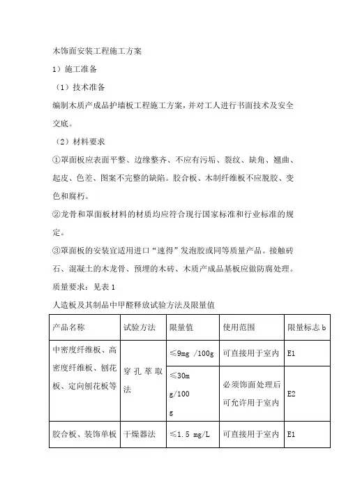 木饰面安装工程施工方案