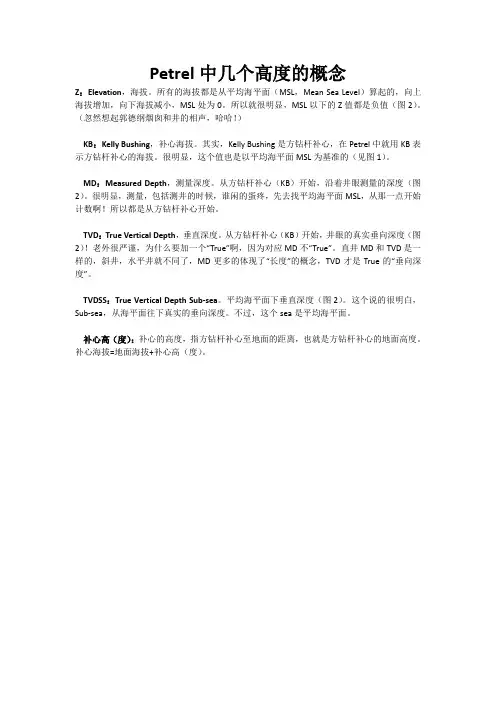 石油钻探中几个高度的概念