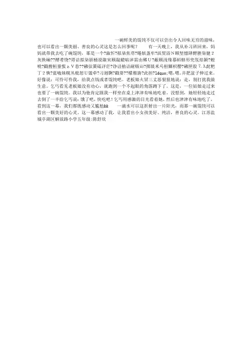 那碗馄饨作文500字