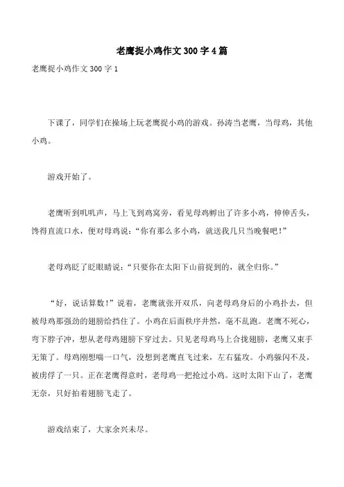 老鹰捉小鸡作文300字4篇