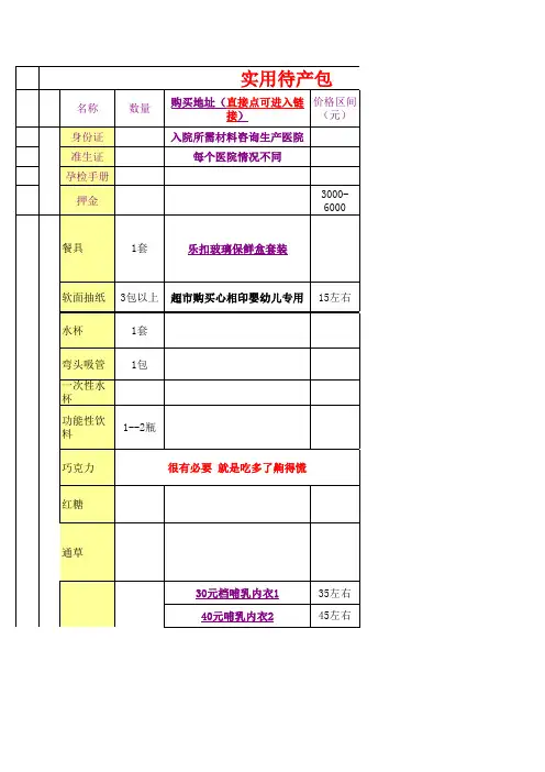 实用待产包清单.