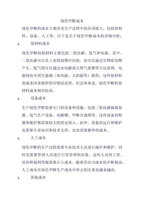 绿色甲醇成本