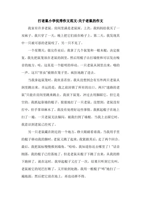 打老鼠小学优秀作文范文-关于老鼠的作文.doc