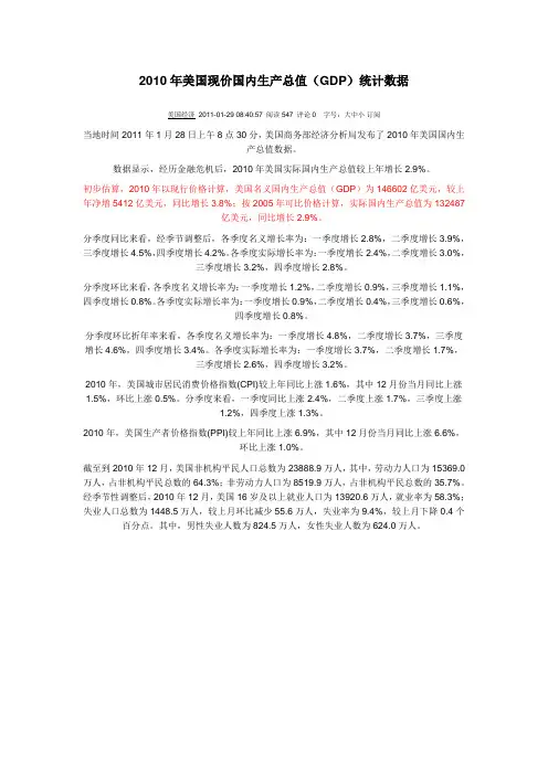 2010年前美国(GDP)统计数据