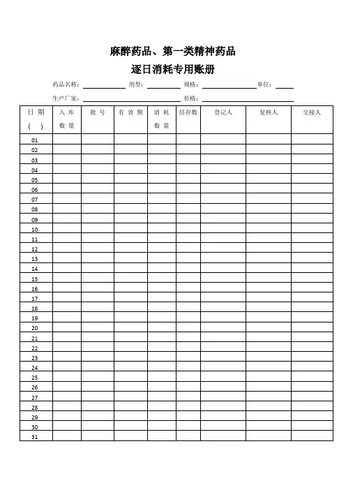 精麻药品登记专用册