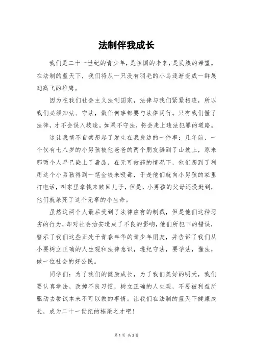 法制伴我成长_五年级作文