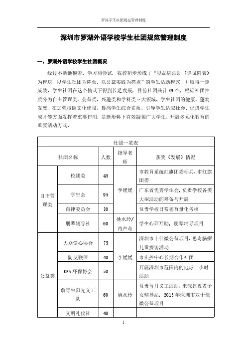 深圳罗湖外语学校学生社团规范管理制度