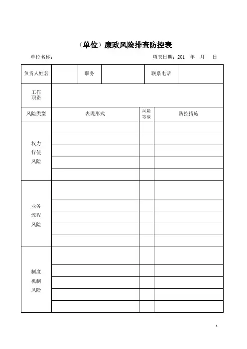 廉政风险排查表(单位、个人)