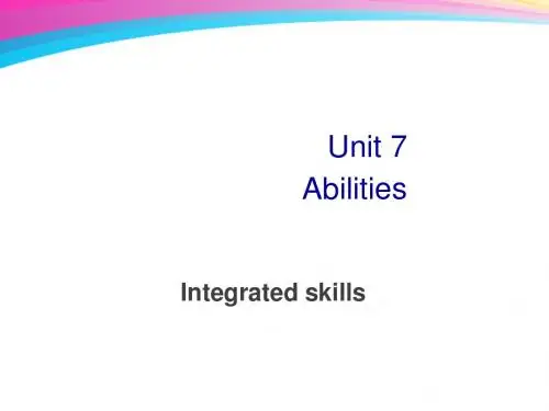 《Unit 7 Abilities》 INTEGRATED SKILLS AILEEN 课件(牛津译林版七年级下册)