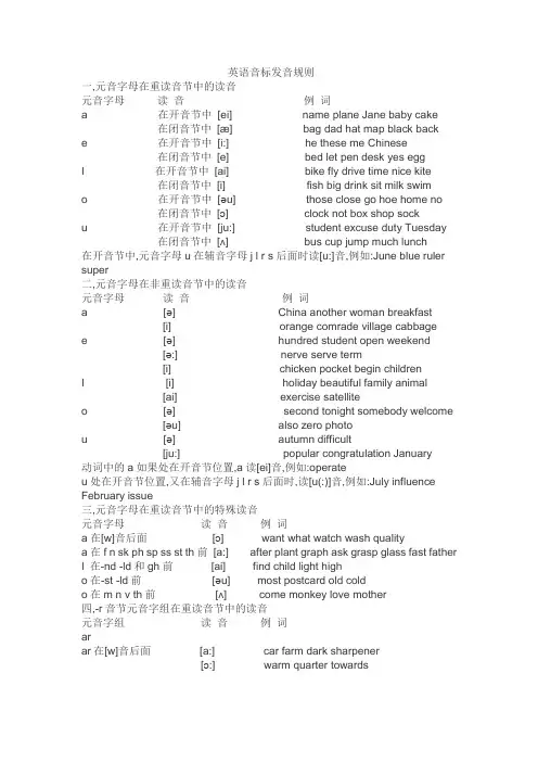 英语音标发音规则