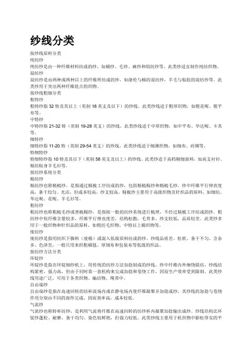 纱线分类