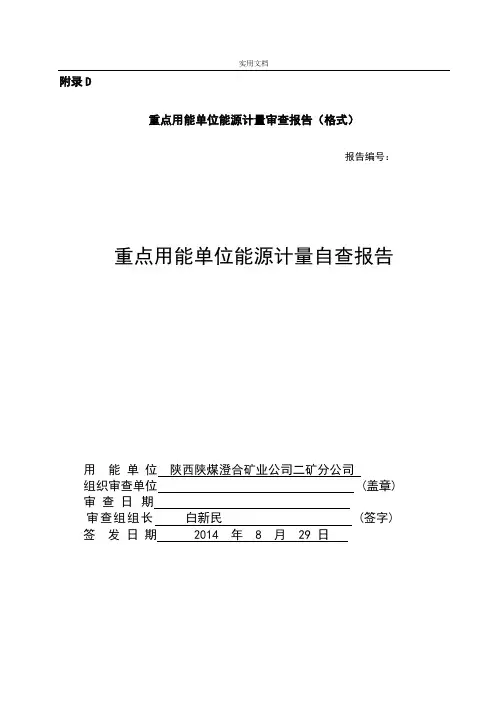 能源计量自查报告材料