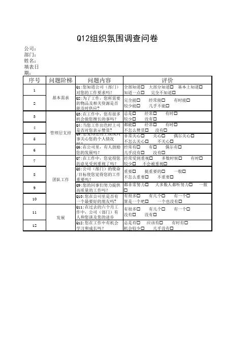Q12问卷汇总