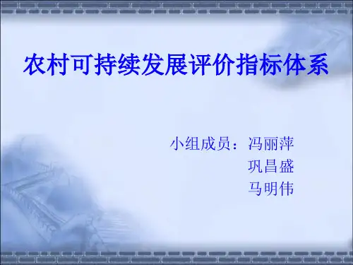 农村可持续发展评价指标体系