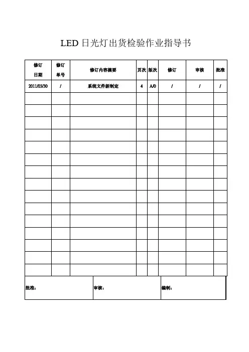 LED日光灯出货检验作业指导书