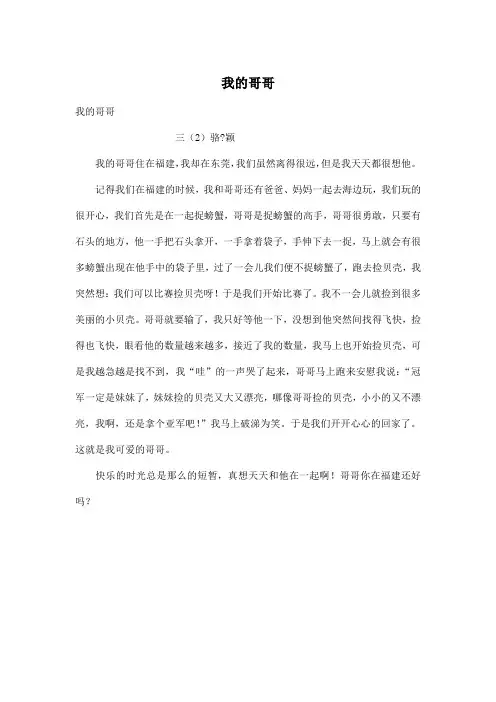 我的哥哥_小学四年级作文450字