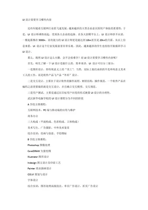 UI设计需要学习哪些内容