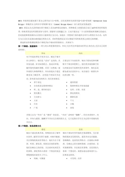 MBTI性格理论