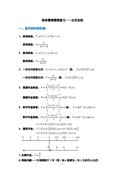 财务管理课程复习——公式总结