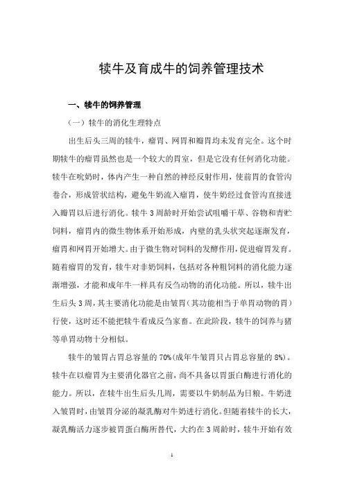 犊牛及育成牛的饲养管理技术