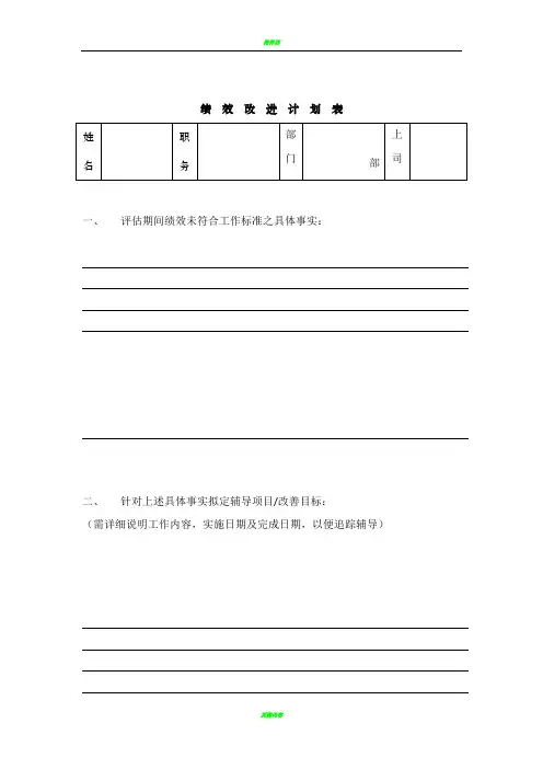 绩效改进计划表 2