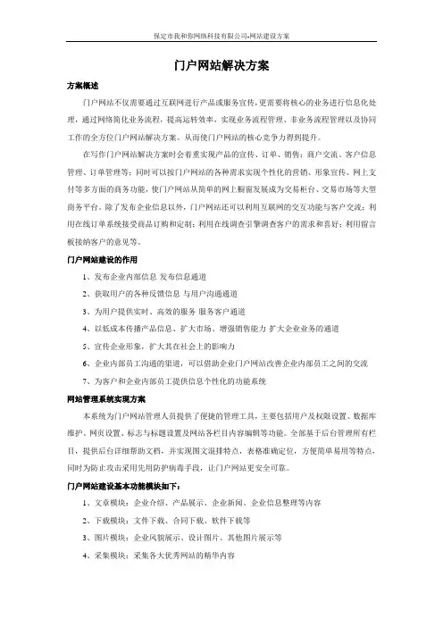 门户网站解决方案