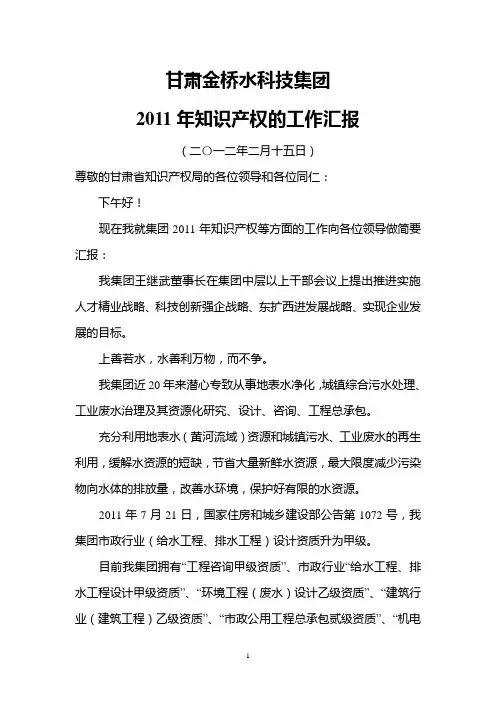 知识产权工作汇报