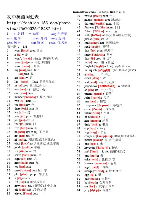 初中英语单词表大全2182个带音标 3