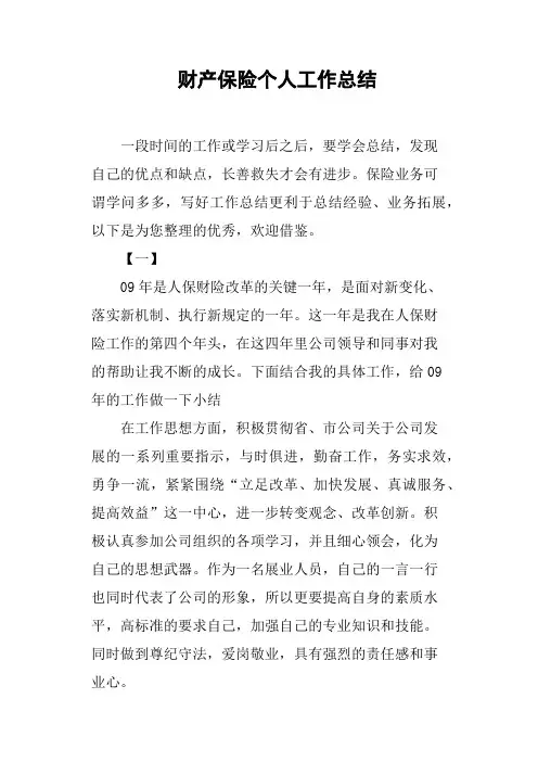 财产保险个人工作总结