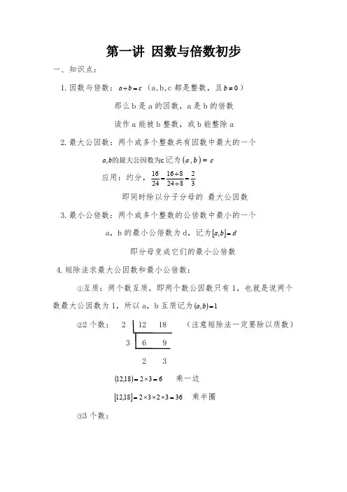 第1讲-因数与倍数初步