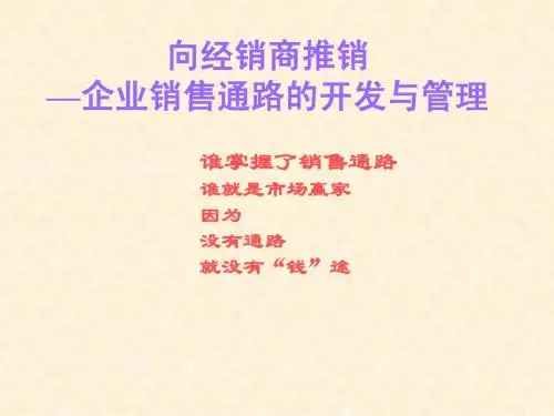 cx_-营销管理向经销商推销：企业销售通路的开发与管理(ppt100)