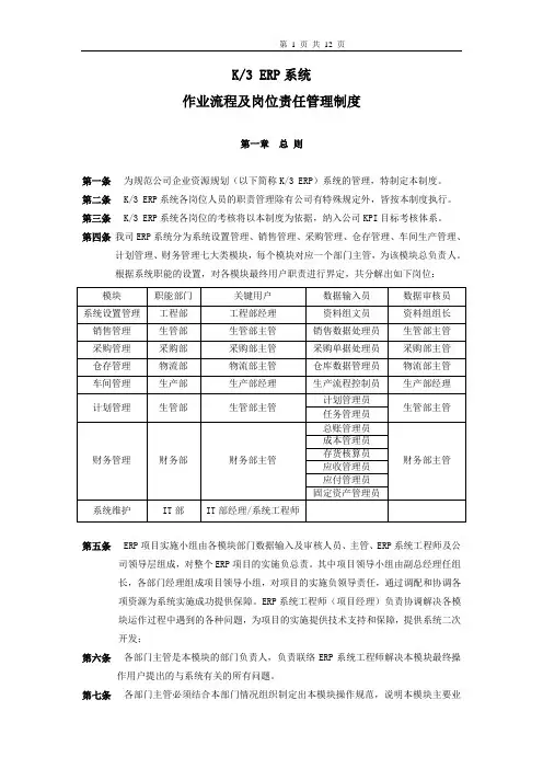 ERP系统操作流程