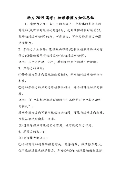 助力高考：物理摩擦力知识总结