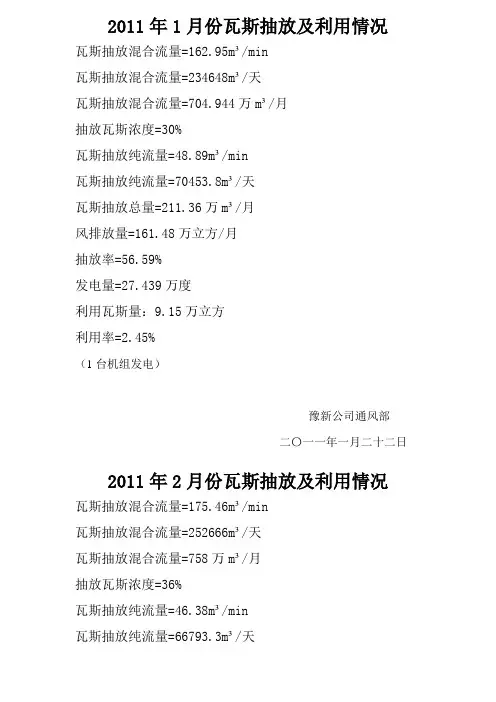 瓦斯抽采及利用情况