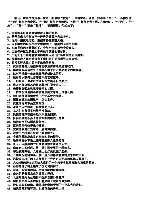 小学缩句练习题及答案