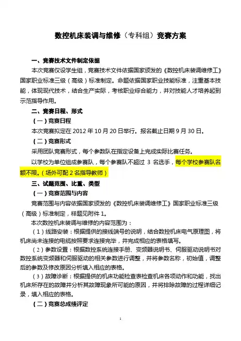 数控机床装调维修工竞赛方案