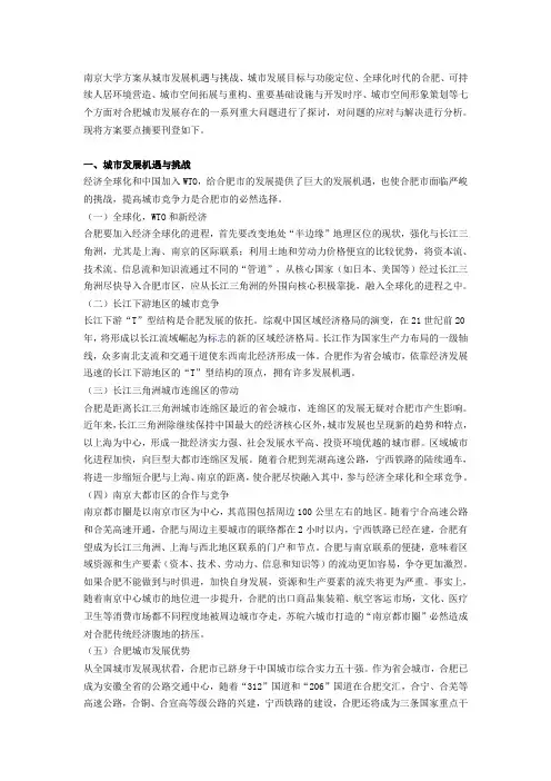 合肥市城市发展战略规划-南京大学方案