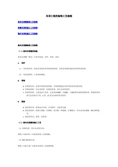 吊顶工程的装饰工艺流程