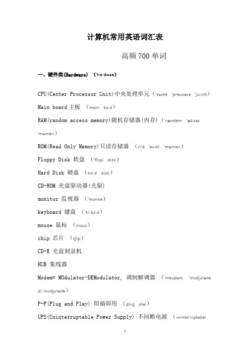 计算机英语-计算机常用英语词汇表
