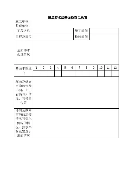 隧道防水层基面检查记录表