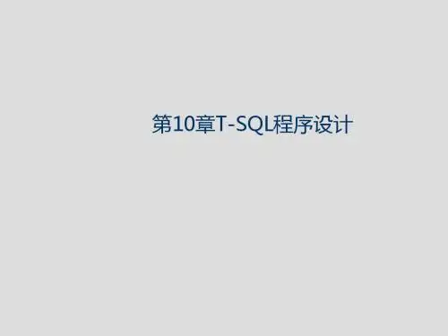数据库技术及应用第10章T-SQL程序设计