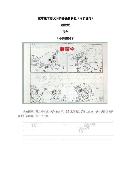 湘教版三年级下语文同步备课资料包(同步练习)-习作2.小狐狸哭了