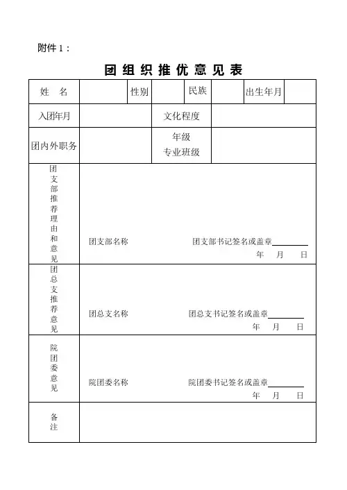 团组织推优意见表